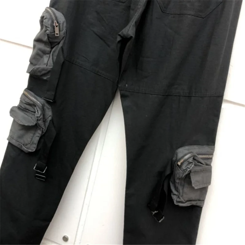 cargo jeans for men Travis Scott's Same Buckle Streamer Decorative Multi Pocket High Quality Work Clothes Travis Scott Style Casual Pants skinny cargo pants