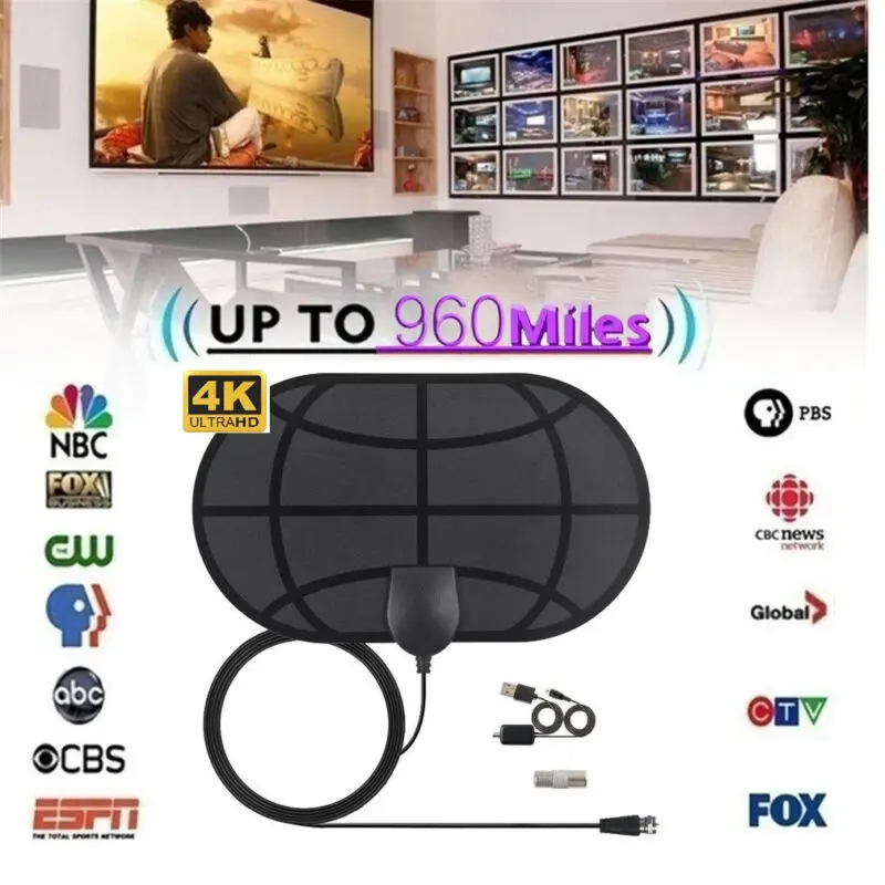 960 миля диапазонная антенна ТВ цифровой HD Skywire 4K Antena цифровой Крытый с усилителем сигнала