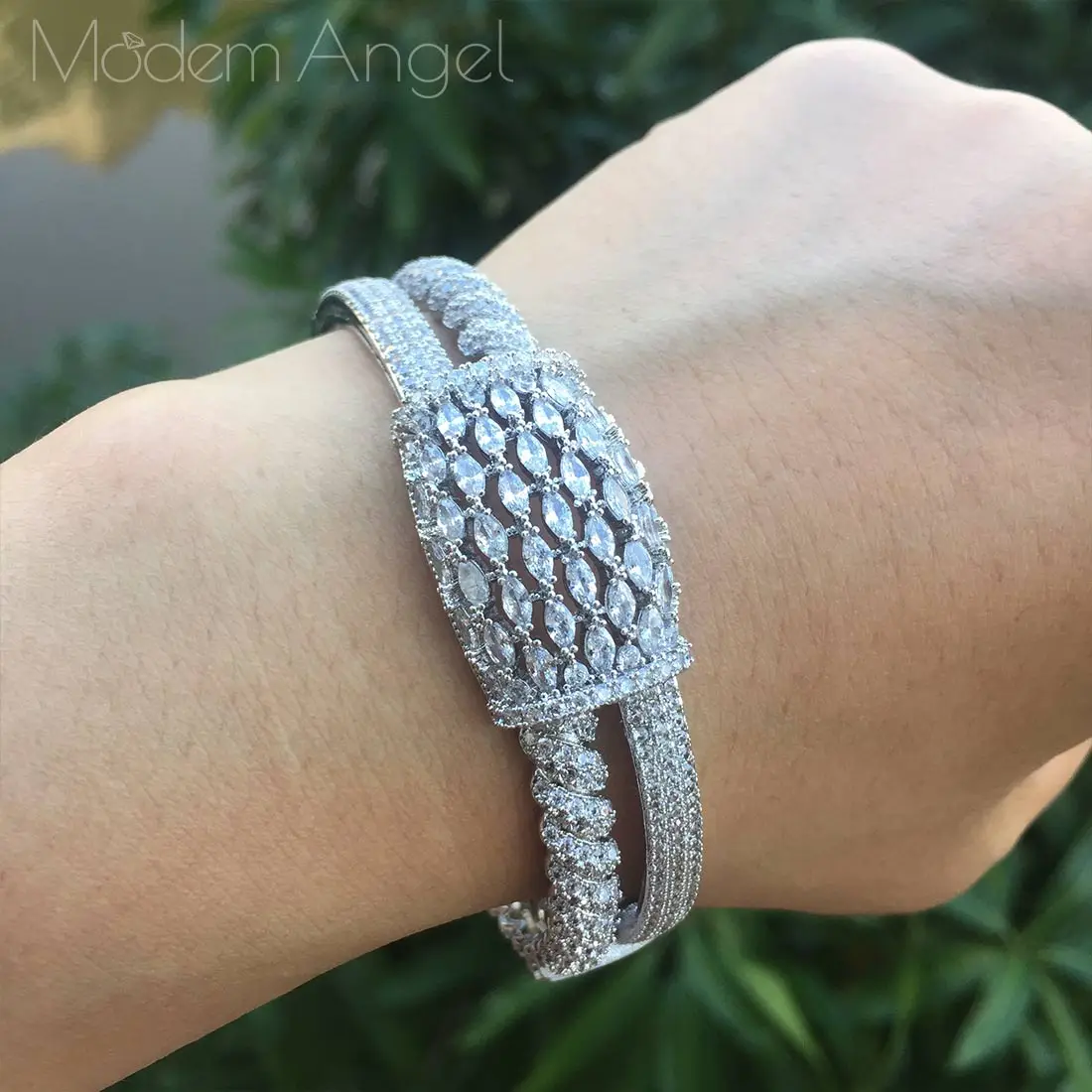 ModemAngel Brilliant Pave Zirconia CZ браслеты браслет и кольцо набор для женщин подарок на помолвку ювелирные изделия