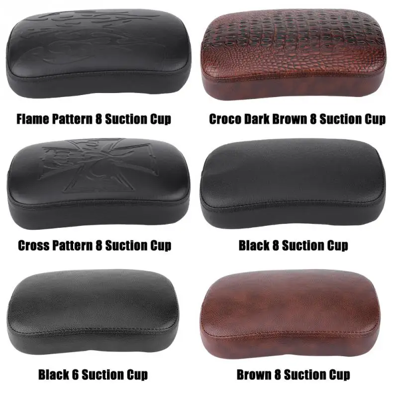 Rear Passenger Pillion Leather Seat Pad 6Suction 8 Suction Cup For Harley 