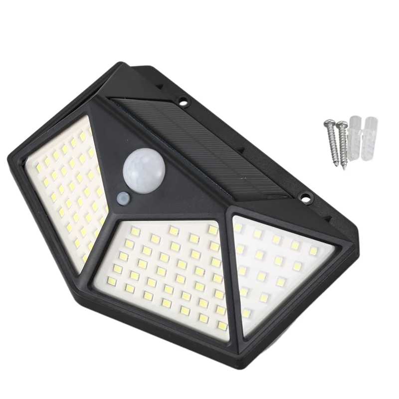 

100 LED Solar Power Wall Light Intelligent Light-sensing Control 120 degrees PIR Motion Sensor Durable Outdoor Garden