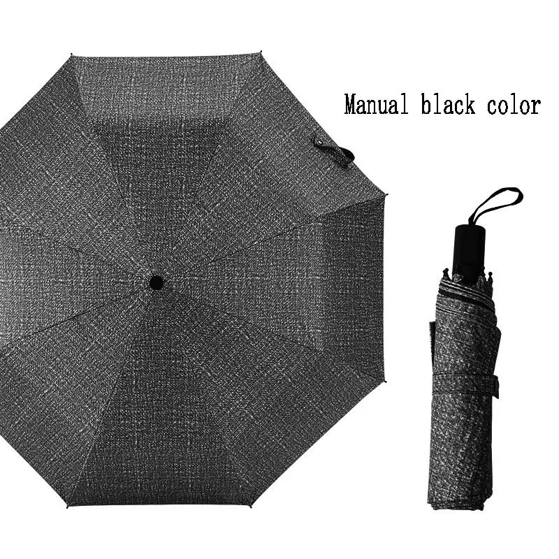 Manual black color Модные Для мужчин Автоматический складной зонтик дамы переносной зонт от солнца большой Ветрозащитный зонтик 3 раза 8K зонтик для путешествий - Цвет: Manual black color