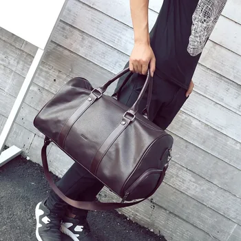 

Korean Version of PU Leather Lychee Casual Ladies Short Trip Large-capacity Handbag Luggage Collection Bag