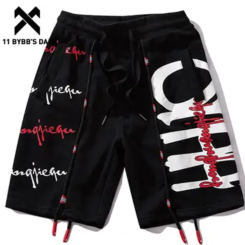 

11 BYBB'S DARK 3M Reflective Cargo Shorts Men Big Letter Ribbons Casual Knee Length Streetwear Hip Hop Shorts Man Joggers