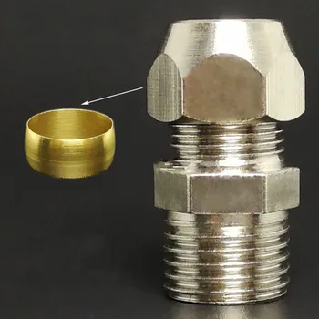 

4 6 8 10 12 14 16mm OD Tube Brass Ferrule Tube Compression Fitting Connector M5 1/8" 1/4" 3/8" 1/2" BSP Male Thread