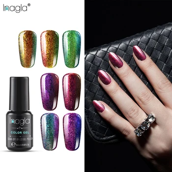 

Inagla Chameleon Holographic Gel Polish Starry Sparkle Glitter Soak Off UV Gel Varnish Enamel Purple Blue Nail Art Gel Lacquer
