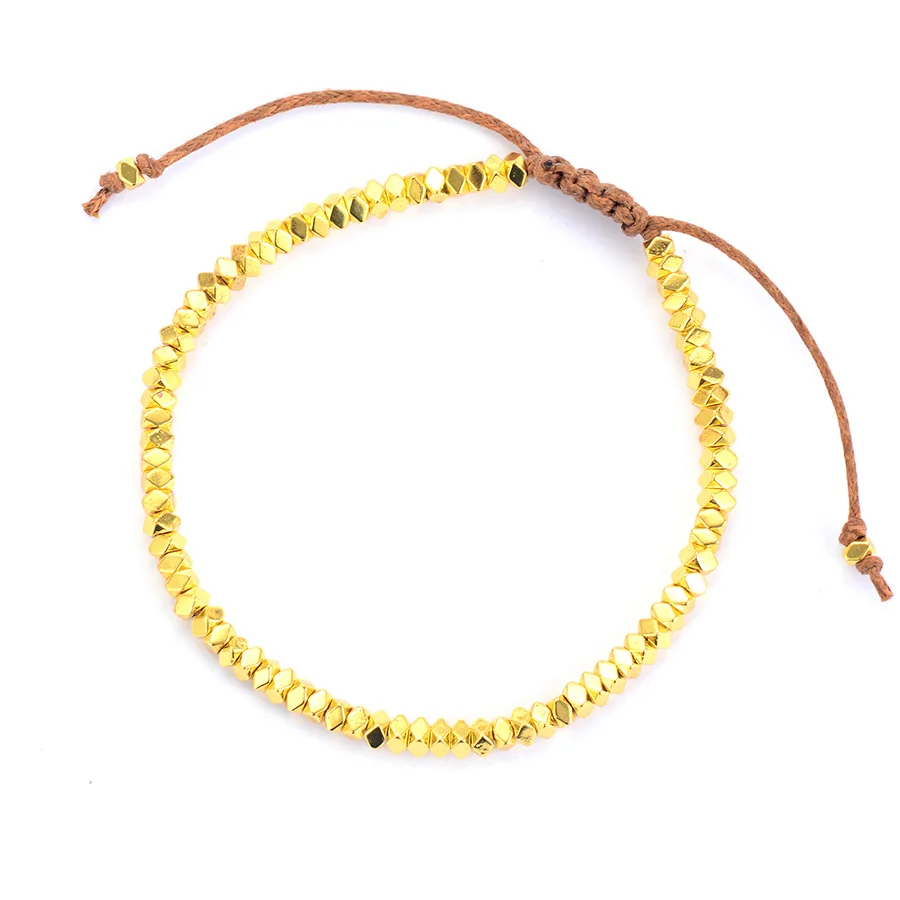 Простой браслет модный регулируемый браслет из металлических бусин винтажные голливудские бисерные браслеты в богемном стиле для женщин