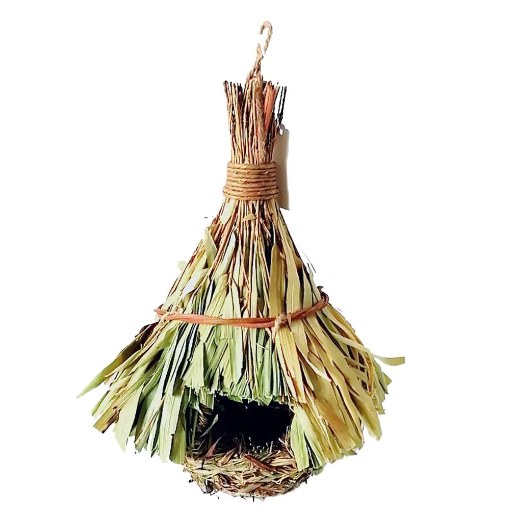 Hand-Knitted Creative Pet Bird Nest Straw Bird Nest Hibiscus Grass Gourd Bird House Gardening Decoration Pet Nest - Цвет: 2 S