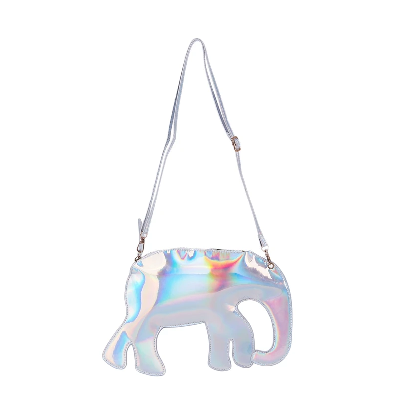 

New women's Fashion Bag Personalized Funny Animal Fashion Diagonal Package(Silver Elephant)