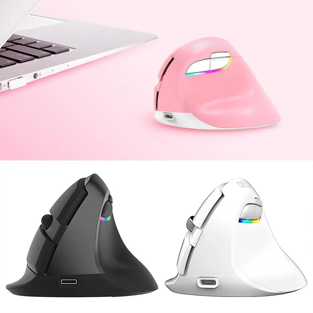 

RGB Delux M618 Mini Bluetooth Mouse Creative Ergonomic Mouse Vertical Rechargeable Wireless Bluetooth Office Gaming Mouse