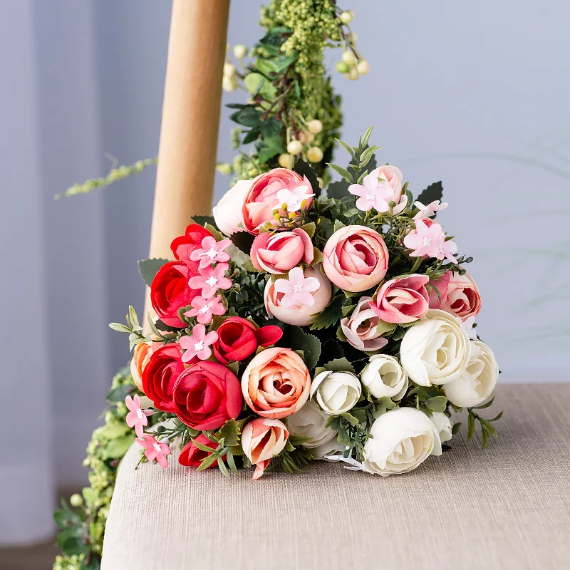 Tofok 10 головок Camellias искусственный цветок растение лоза гирлянда с розами шелковые цветы букет для свадьбы, помолвки домашний декор "сделай сам"