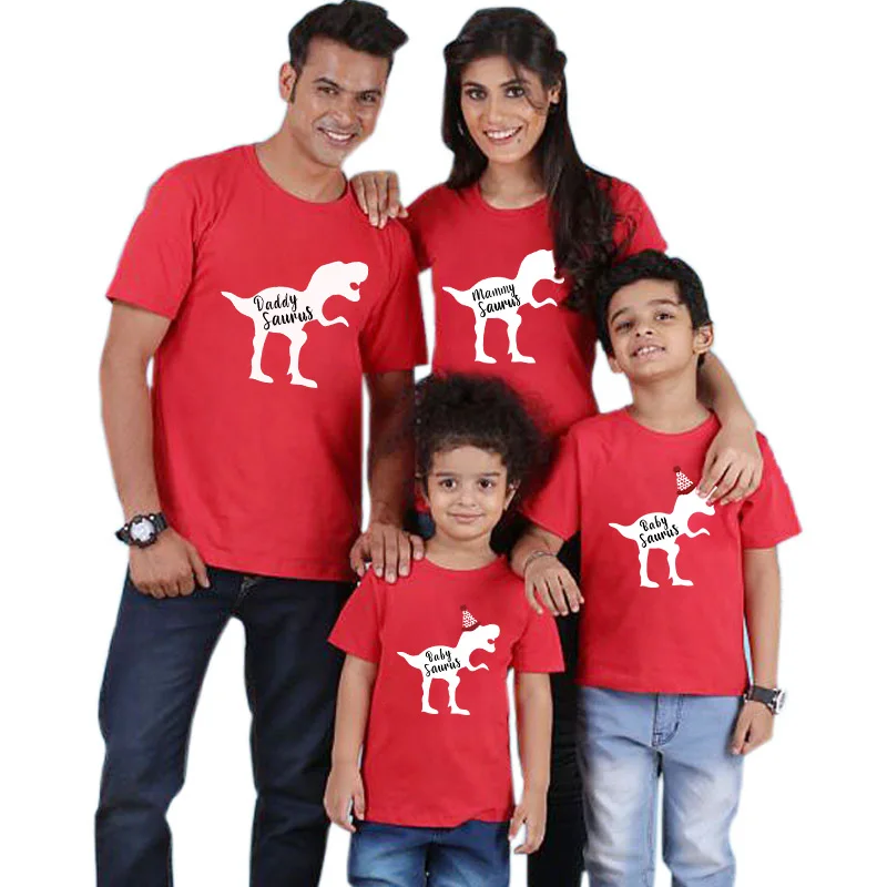 Одинаковые комплекты для семьи; одежда для мамы, папы, сына, папы, мамы, дочки; одежда для малышей; Модная одежда с рисунком динозавра; футболка; комплект с принтом - Цвет: Color 4