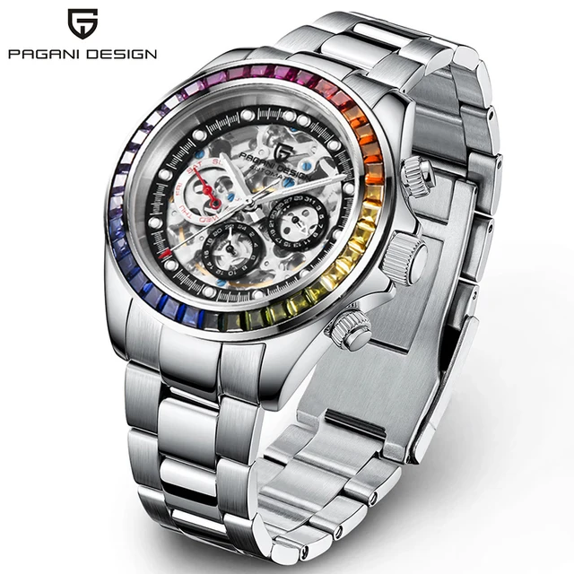 2022 New PAGANI Design Rainbow bezel Mens Mechanical Wrist Watch Luxury Automatic watch for men Stainless Steel Waterproof clock 1