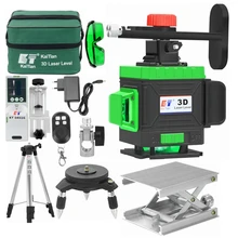 KaiTian лазерный нивелир штатив 12 линий 3D уровень самонивелирующийся 360 горизонтальный и вертикальный крест мощный зеленый приемник Нивель Лазерная линия