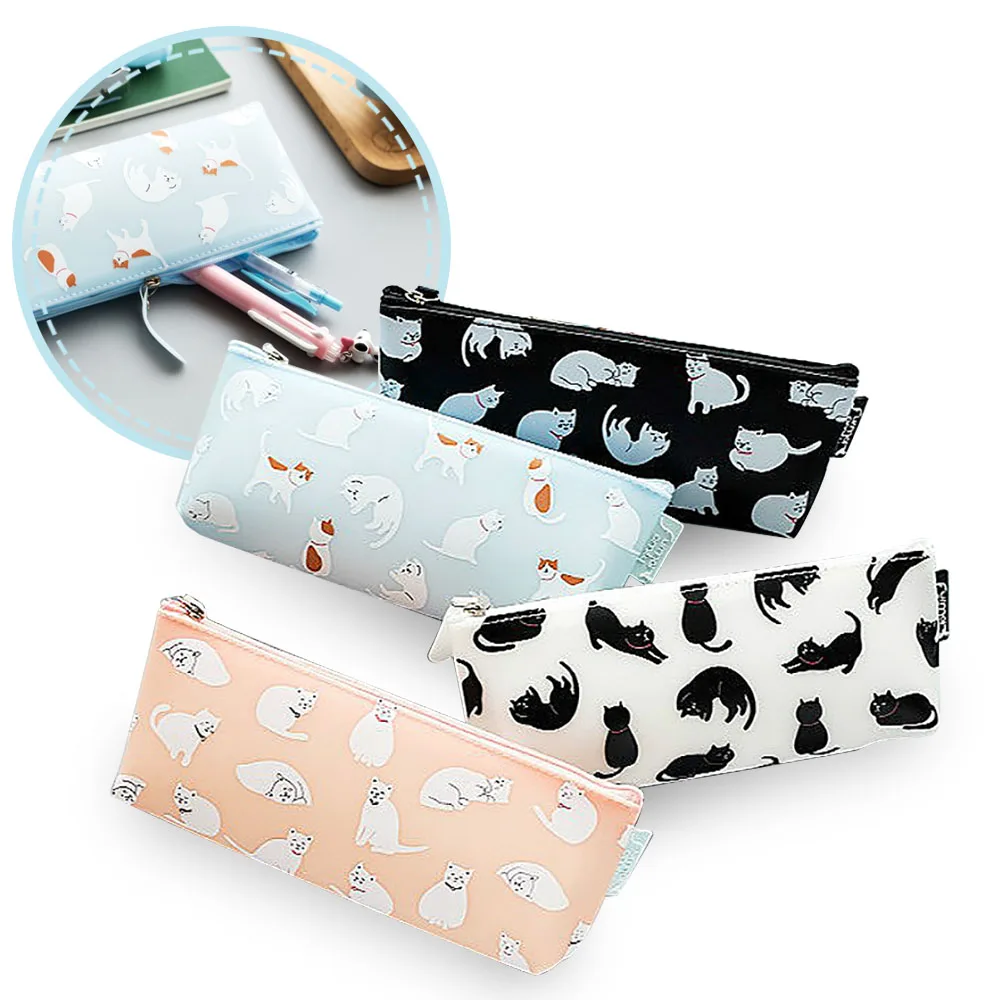 

Stationery Cute Cat Stereo Pencil Bag, Simple and Durable Large Capacity Pencil Case, Acceptance of School Stationery