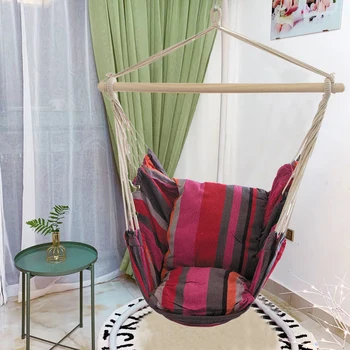 

Garden Hanging Hammock Striped Outdoor Travel Canvas Dormitory Swing Seats Chair for Household Bedroom Ornaments