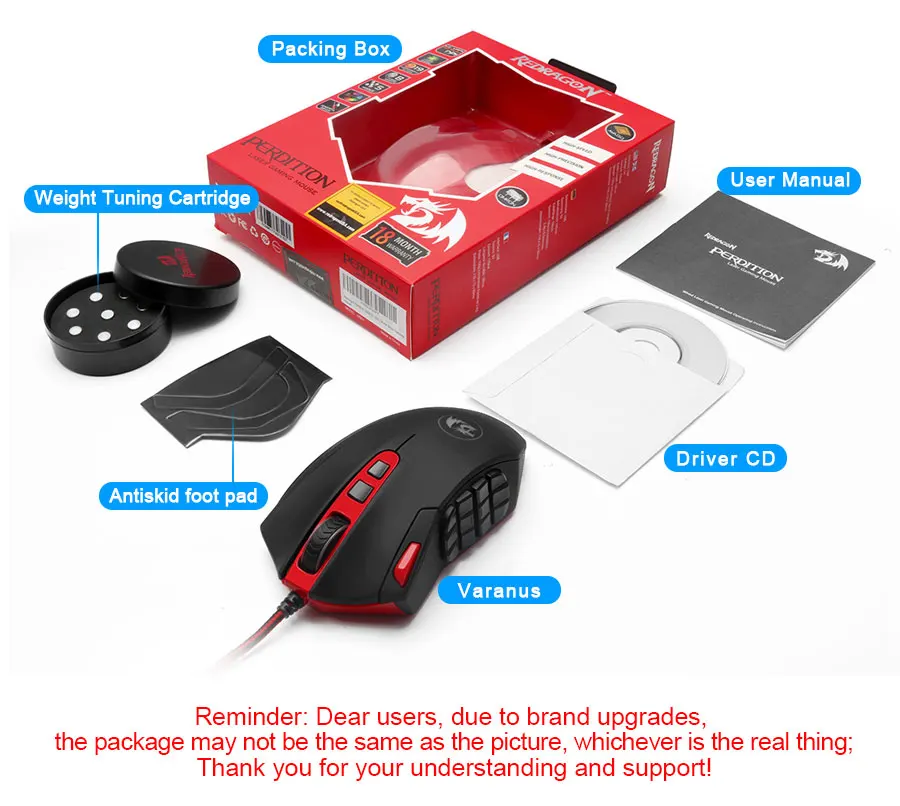 Redragon Perdition M901 Проводная игровая мышь USB 24000 dpi 19 кнопок программируемая игра с подсветкой Эргономичный ноутбук