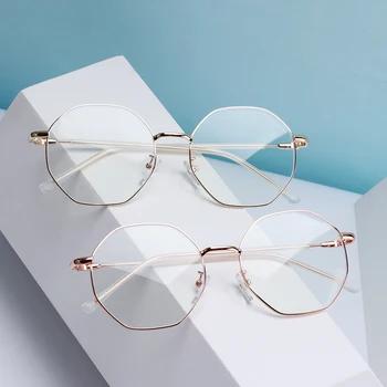 

HOOH Anti Blue light Glasses Frame Men Women Round Clear Lens Computer Eyeglass Metal Frame Gaming Eyewear Frames