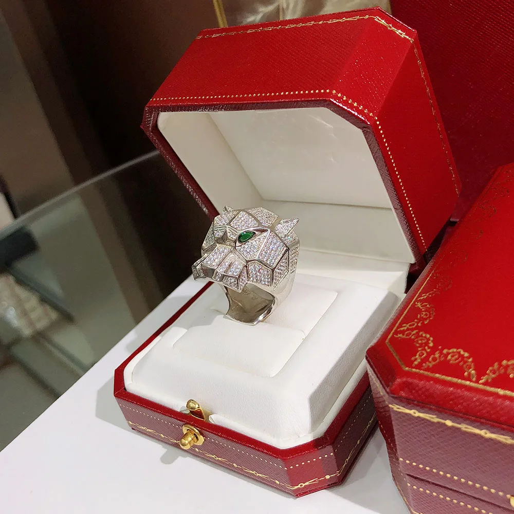 

New luxury jewelry. S925 silver plated domineering leopard ring. Personalized tiger head accessories. Men and women ring.Pop