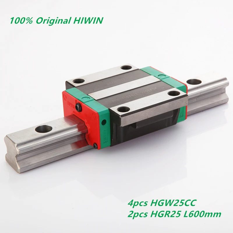 2 sets HGR25-600mm Hiwin Liner rail /& 4 pcs HGW25CC Block Bearing