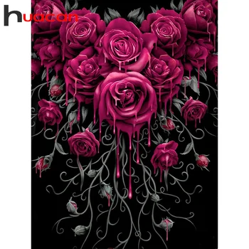 

Huacan Full Square/Round Diamond Painting Flowers Diamond Embroidery Rose Handmade Gift Decor For Home