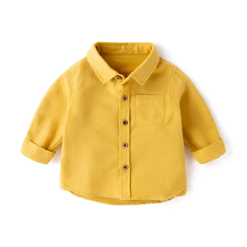Toddler Boy Shirt Cotton Solid Color Fashion Long Sleeves Shirt for Boy Kids Tees Korean Lapel Single-breasted Boys Shirts