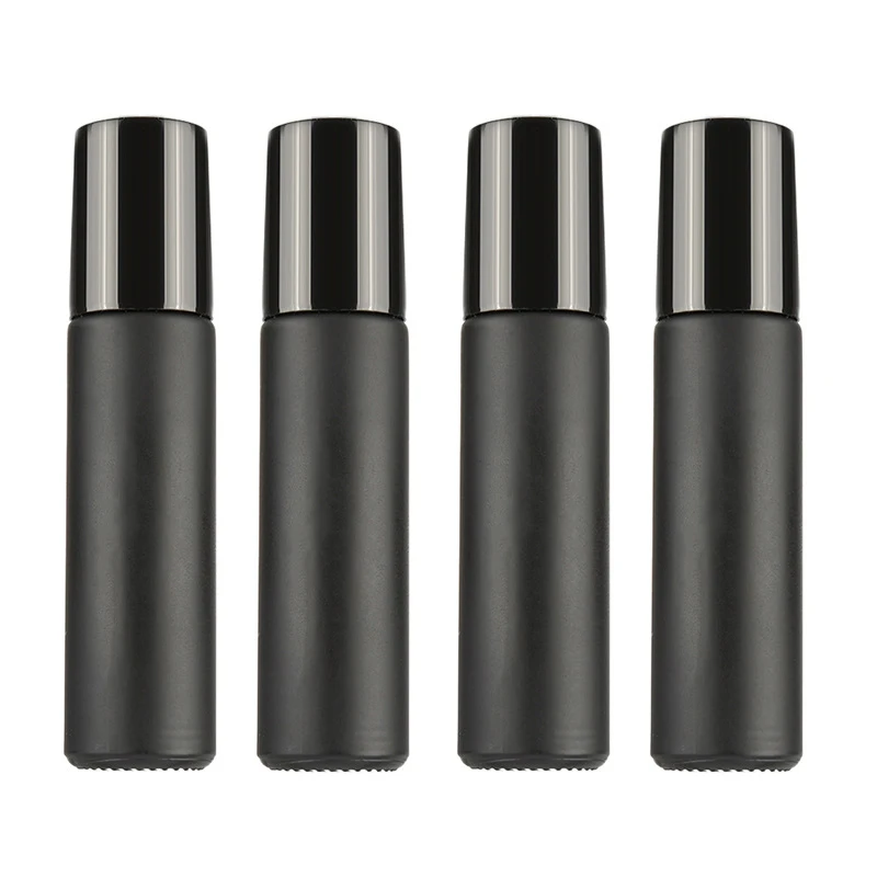10PCS/lot 10ml Matte Black Glass Roller Perfume Bottle 10cc Roll-On Essential Oil Vail | Красота и здоровье
