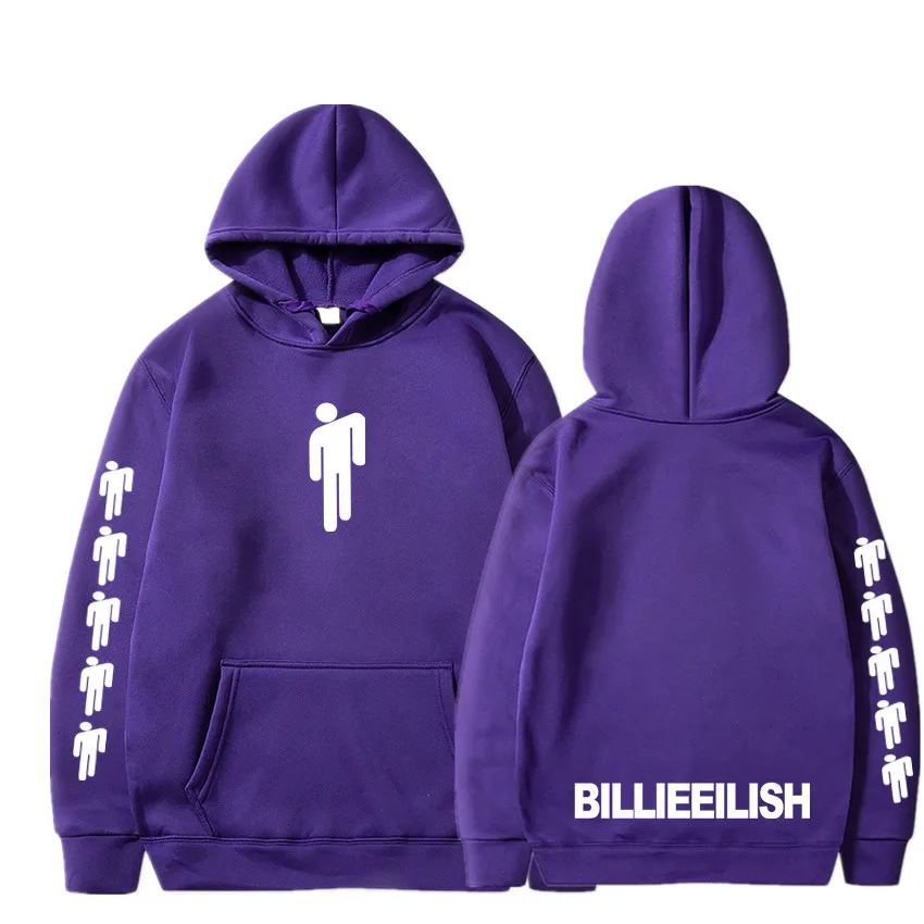 Purple15 Новая горячая Billie Eilish Толстовка Мужская Черная хлопковая толстовка пара Billie Eilish Толстовка простая сохраняющая тепло Женская/Мужская толстовка одежда - Цвет: Purple15