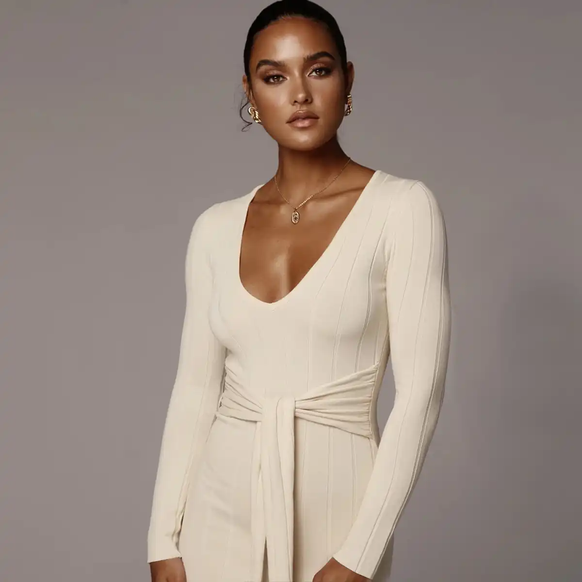 fashion nova long sleeve white dress