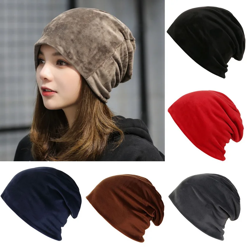 

Adisputent 2019 New Style Autumn Fashion Warm Knitted Fleece inside Slouchy Skullies Caps Winter Women Hat Fashion
