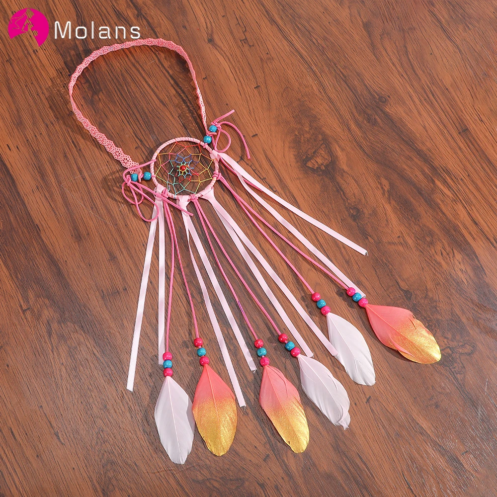 

Molans New Peacock Feather Hairband for Women Boho Headband Headpiece Female Bohemian Tassel Festival Beads Hair Accessories