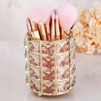 

Handcrafted Crystal Makeup Brush Holder Eyebrow Pencil Pen Cup Storage