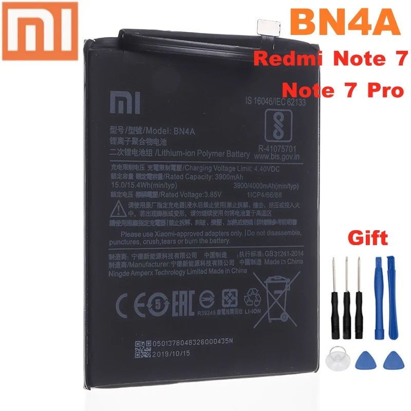 100% Оригинальный запасной аккумулятор для Xiaomi Redmi Note7 Note 7 Pro M1901F7C BN4A телефона 4000 мАч + Бесплатные