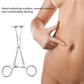

Body Piercing Pliers Tool Ear Lip Navel Nose Tongue Septum Stainless Steel Forceps Clamp For Lip Nipple Nose Studs Rings
