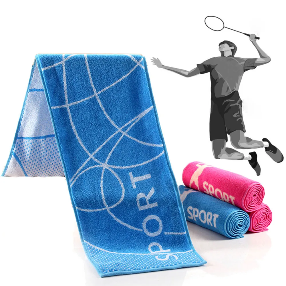 2pcs Badminton Towel Man Woman Pure Cotton Yarn Dyed Sports Thickened Lengthened Soft And Absorbent Blue Red Party Favors Gift