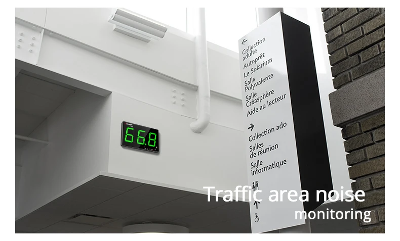 SNDWAY 30-130dB Wall-mounted Digital Sound Table Sound Level Meter for Audio dB Level Decibel Meter Noise Analog VU Green Light