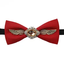 Свадебный галстук-бабочка, высококачественный мужской костюм унисекс для жениха, для ежедневного банкета, сцены, выступлений, рубашка, Модный хлопковый галстук-бабочка с металлическими крыльями и кристаллами