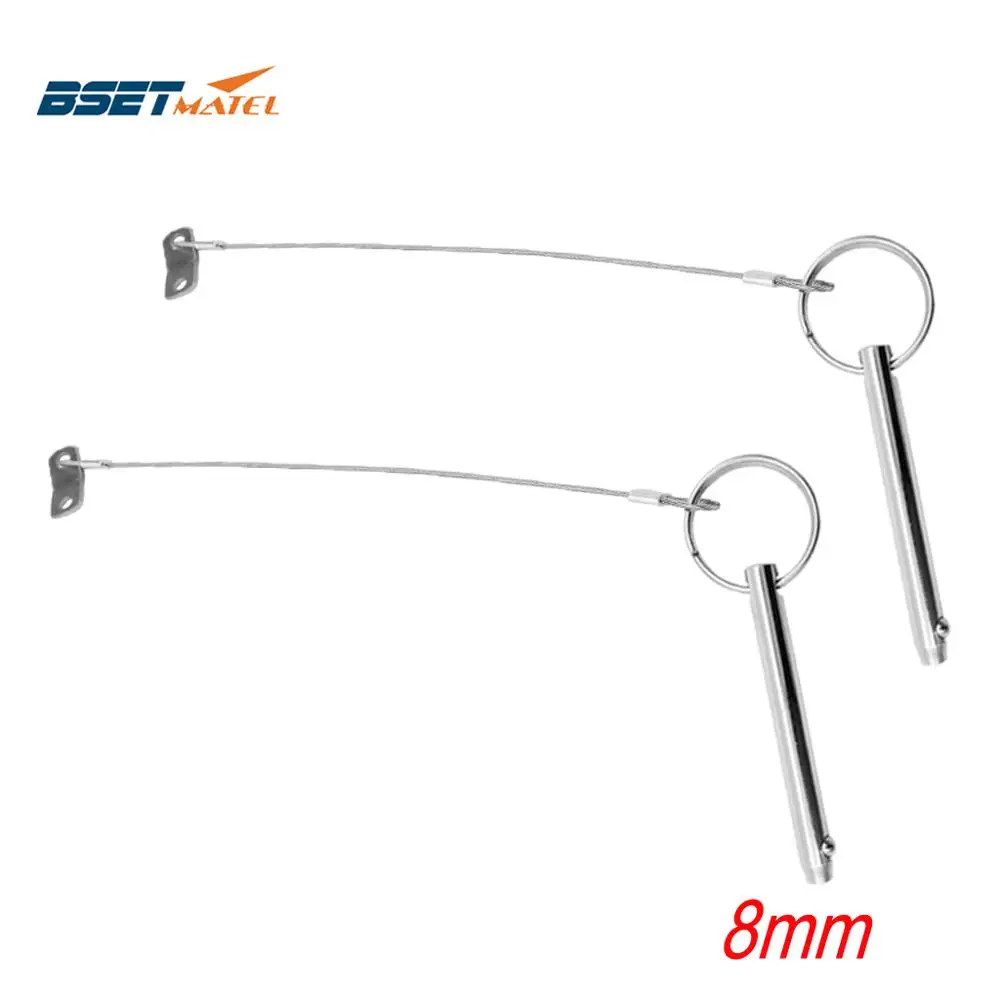 2PCS 8*76mm SS316 Boat Top Bimini Top Quick Release Ball Pin with Lanyard Marine Hardware Deck