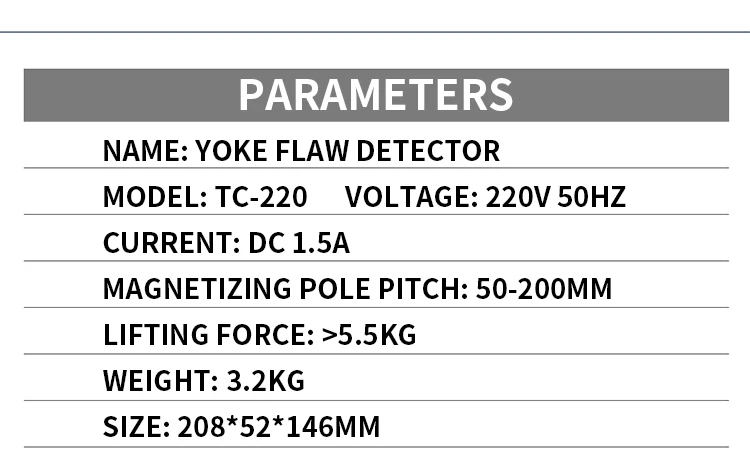 TC-220 Mini Magnetic Yoke Flaw Detector AC Magnetic Particle Flaw Detector Porta