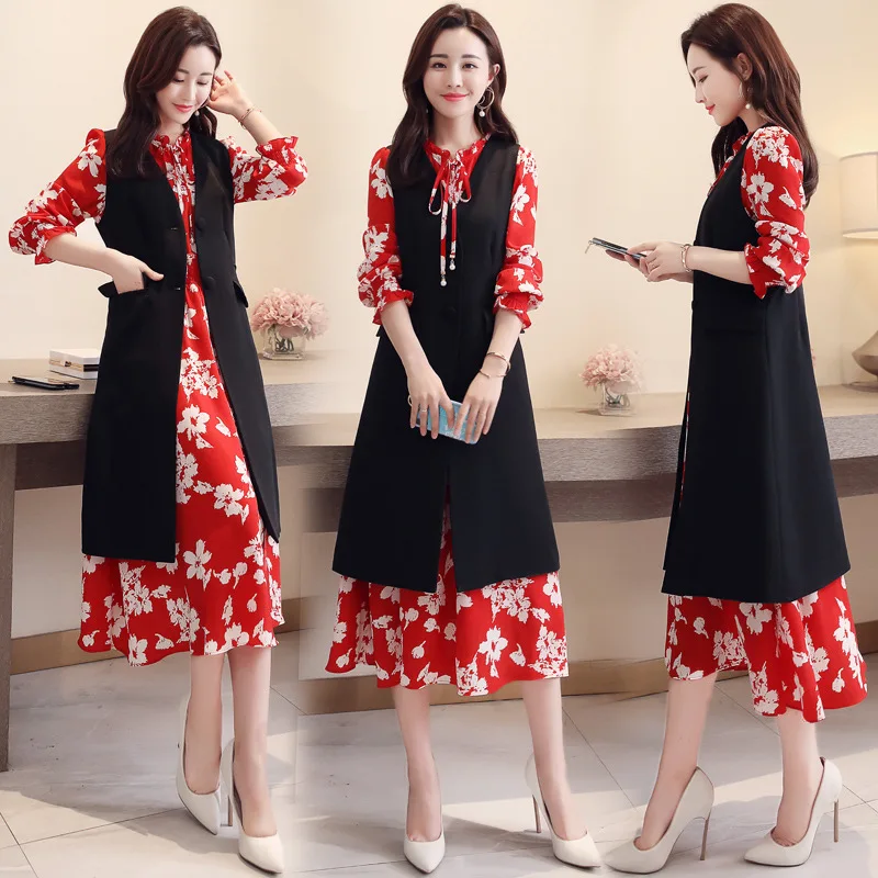 

Suit Skirt 2019 Spring Pretty Solid Color Elegant Glorious Elegant Lively Slimming Slim Fit Long Sleeve Korean-style