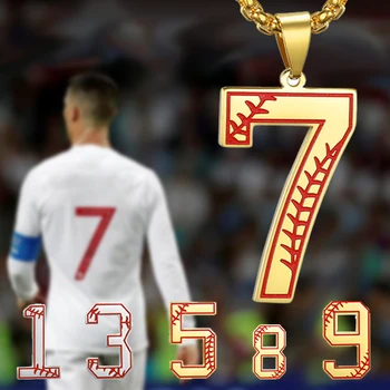 

Fishhook Number Football Soccer Basketball Necklace Star Fans Sports Player Athlete Gold Color Stainless Steel For Man Jewelry