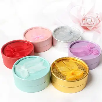 

Random color round shaped Jewelry Box rings necklaces box for small ornaments Bowknot Packaging Boxes Elegant Jewelry Box