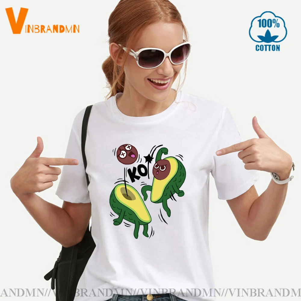 Divertente Avocado Fighting Ko T-Shirt Hiphop Fruit Boxing Tee Shirt Humor Foodie Tshirt Street Avocado Fighters T Shirt Donna