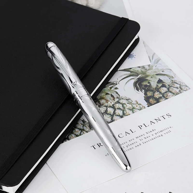 HD Metal Silver Fountain Pen Ink Pen Renais-sance 5010 Iridium EF/F Nib Office school supplies penna stilografica Writing Gift