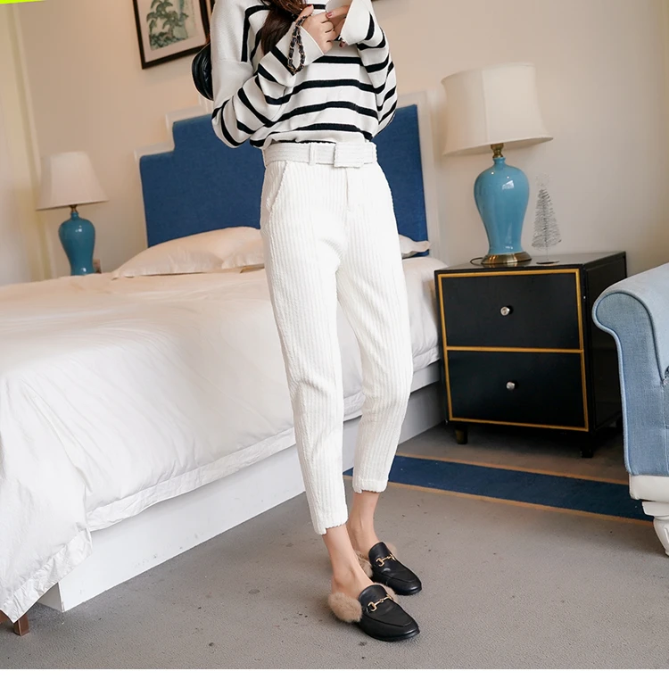 Осенние вельветовые штаны для женщин Pantalon Femme, повседневные штаны-шаровары с поясом, спортивные штаны высокого качества, женская одежда DA502