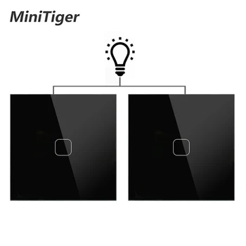 

Minitiger EU Standard Wall Light Touch Switch 1 Gang 2 Way Control Wall Light Touch Screen Switch, Crystal Glass Panel