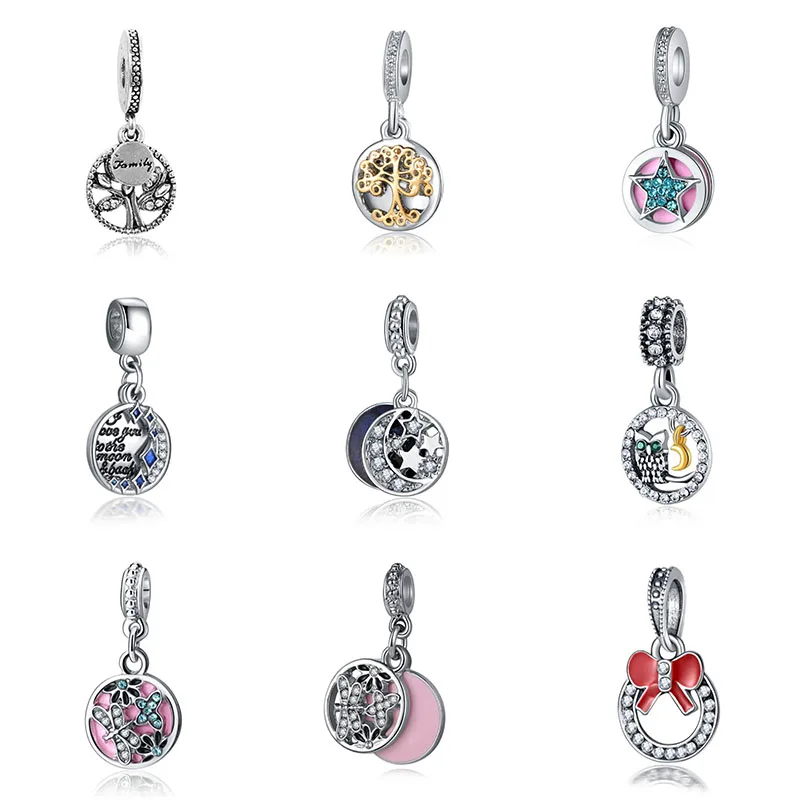 Fit charms plata de ley 925 браслет Ювелирная бижутерия с кристаллом Шарм горка Pendantss Морская звезда бусины в античном стиле DGB458