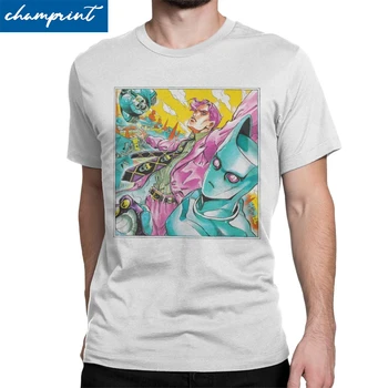 

Vintage JJBA Kira Queen T-Shirts for Men O Neck T Shirts Jojos Bizarre Adventure Anime Jjba Manga Tee Shirt Plus Size Clothing