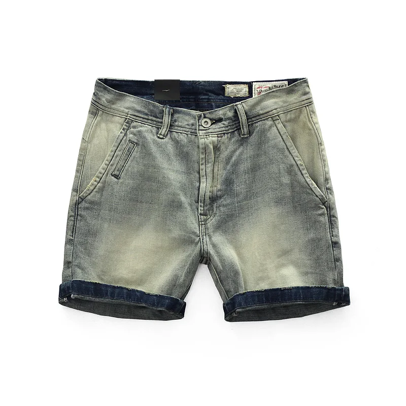 Jean Shorts Streetwear Vintage Japan-Style Male Men Summer Cotton Fashion Casual Mid