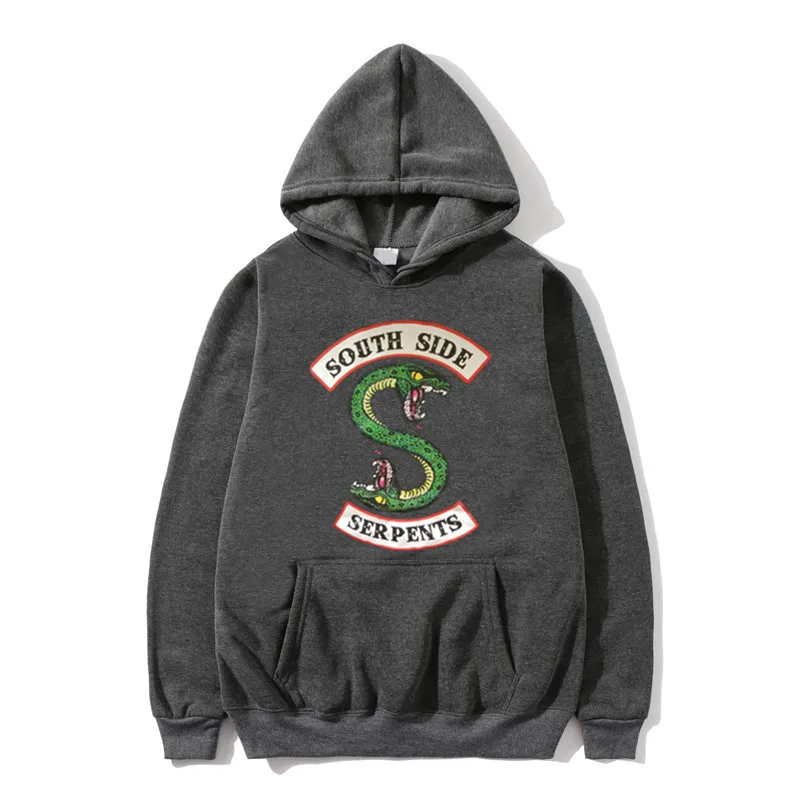 Riverdale South Side Serpents Hoodie Sweatshirts SouthSide Funny Cartoon Print Women/Men Hooded Pullover Tracksuit Female - Цвет: 10Dark gray